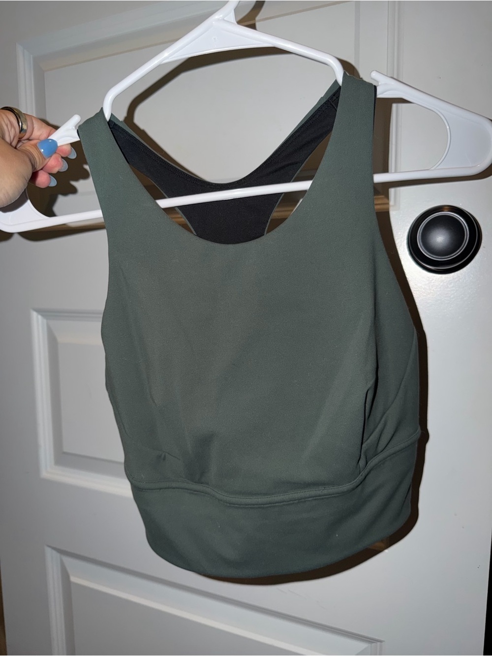 Lululemon High Neck Olive Green Sports Bra Top